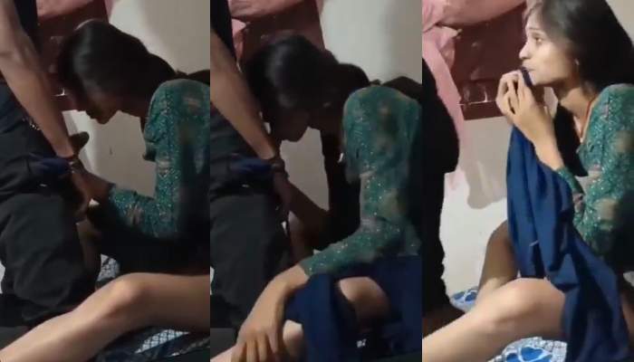 Cute Girl in Green Dress First Time Sucking Dick